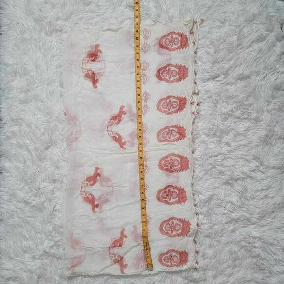 Turtle Beach Designs White Scarf with Beads accent on Trim - Picture 10 of 11